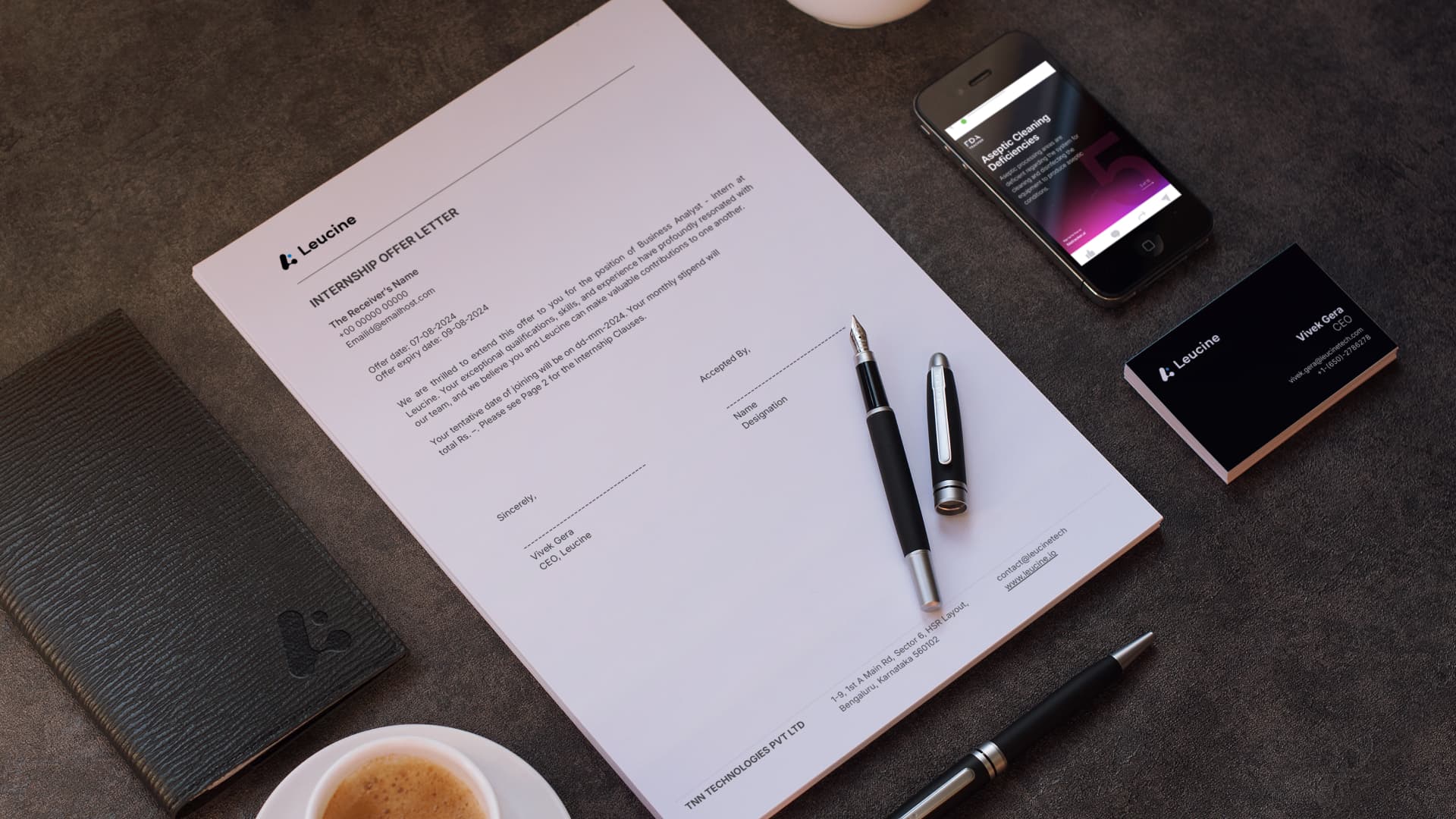 Letterhead and stationery flatlay
