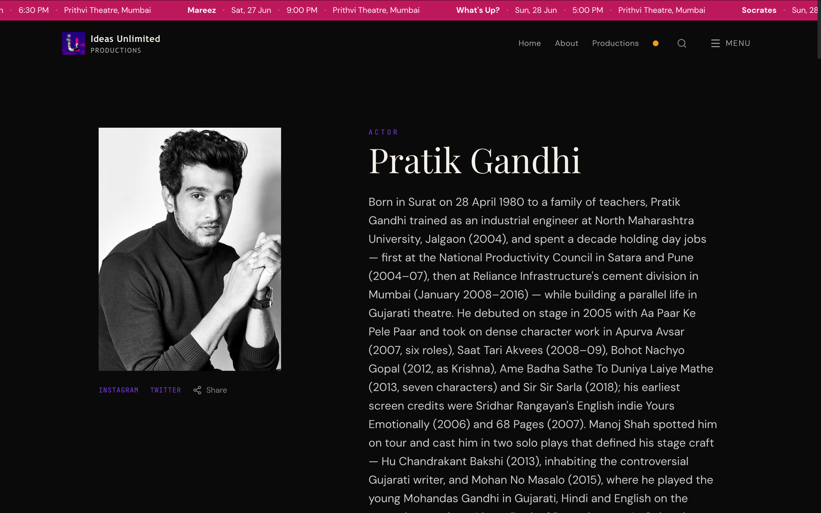 Pratik Gandhi profile — biographical essay, role-by-role production timeline
