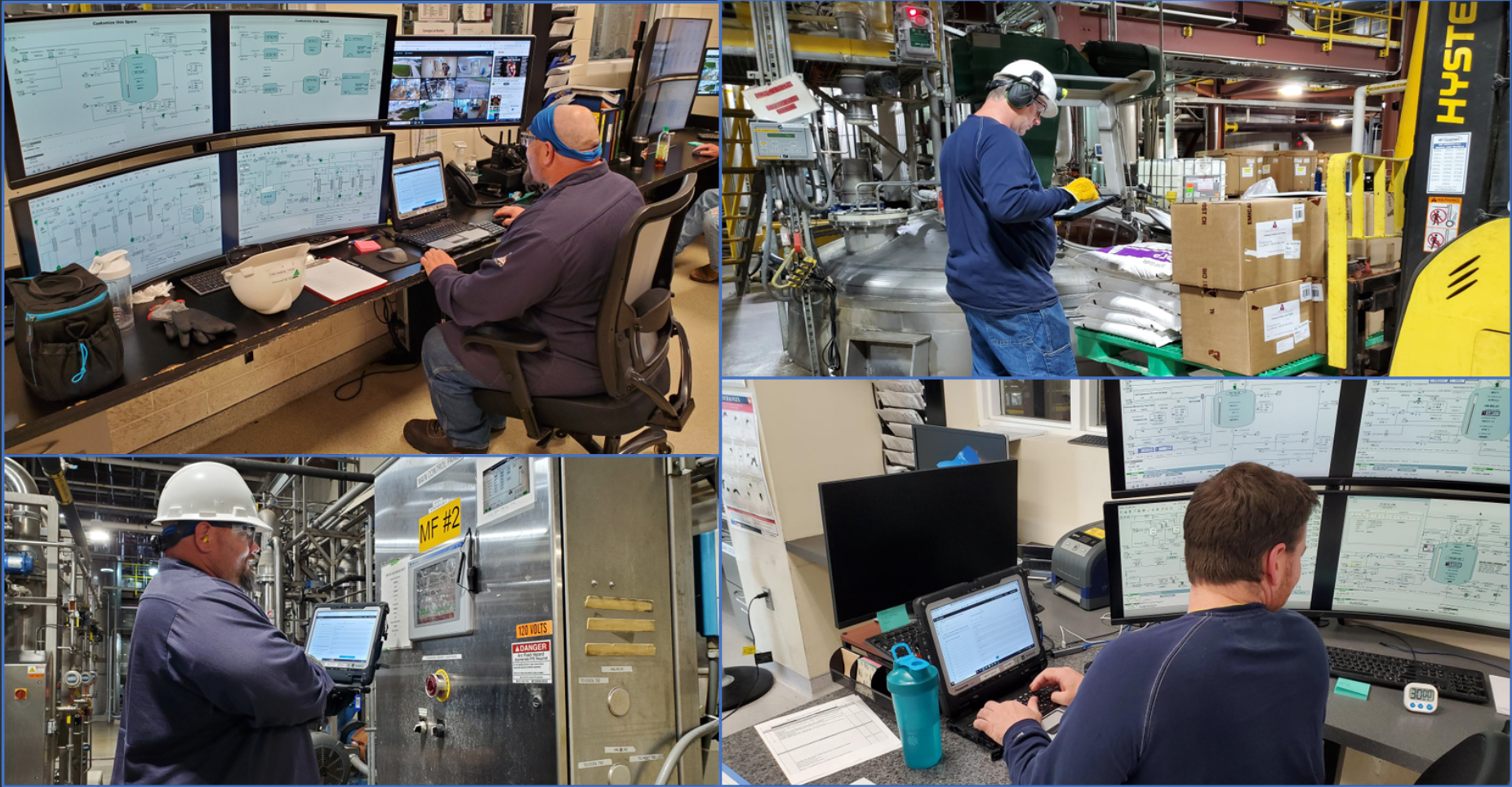 Operators using Leucine MES at Valent BioSciences USA — real cleanroom, real tablets